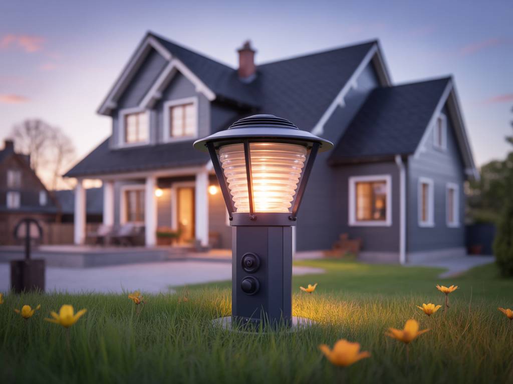 Borne eclairage exterieur solaire avec detecteur de mouvement : sécuriser les abords de la maison sans raccordement électrique